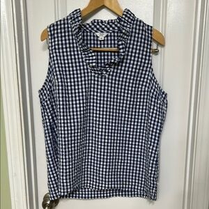 Blue and White Gingham Sleeveless Top